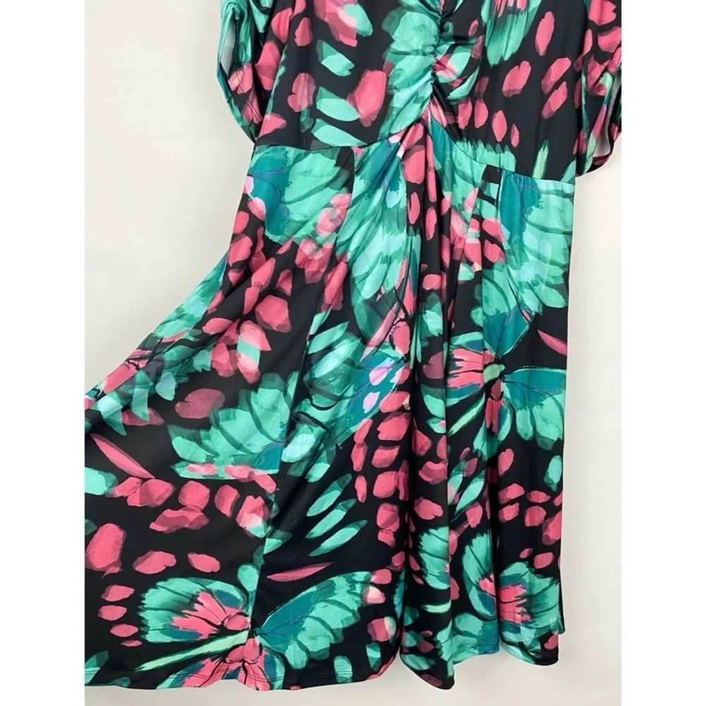 Torrid Mini Dress 1X Studio Knit Cinch Front Skater Butterfly Fairy - Picture 6 of 6